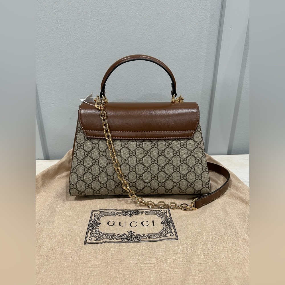 Gucci GG Supreme Monogram Calfskin Medium Horsebit 1955 Top Handle Bag - Picture 7 of 17